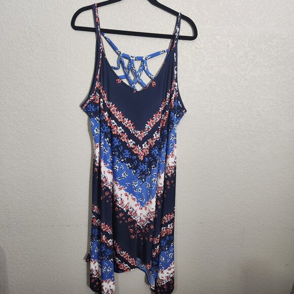 Maurices Womens Floral Print Navy & Blue Sleeveless Strappy Back Handkerchief 3 - Picture 1 of 15